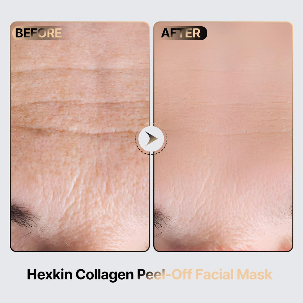 Hexkin Peel-Off Sheet image demonstrates easy removal without residue after 30 minutes.