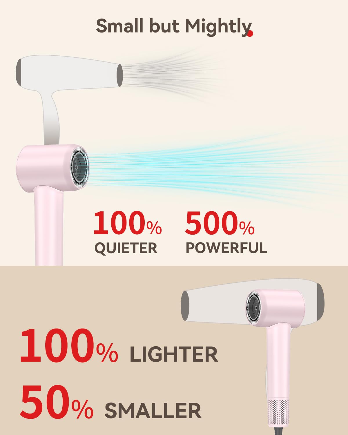 HEXTEK Hair Dryer curly-hair diffuser enhances curl bounce.