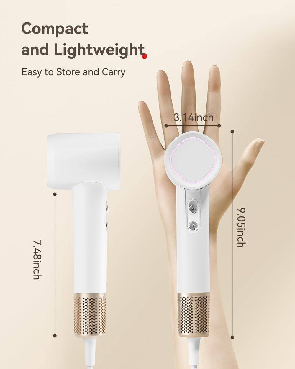 HEXTEK Hair Dryer negative ions 500million reduce frizz and static.