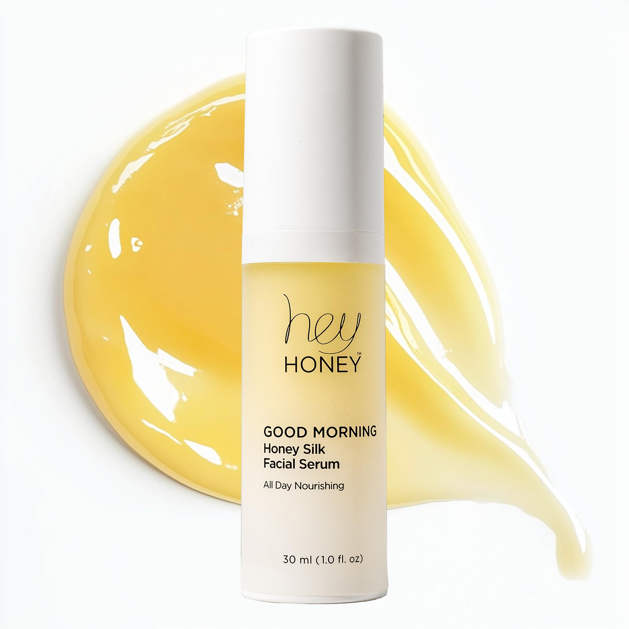 Hey Honey Good Morning Honey serum bottle on vanity for radiant morning skincare