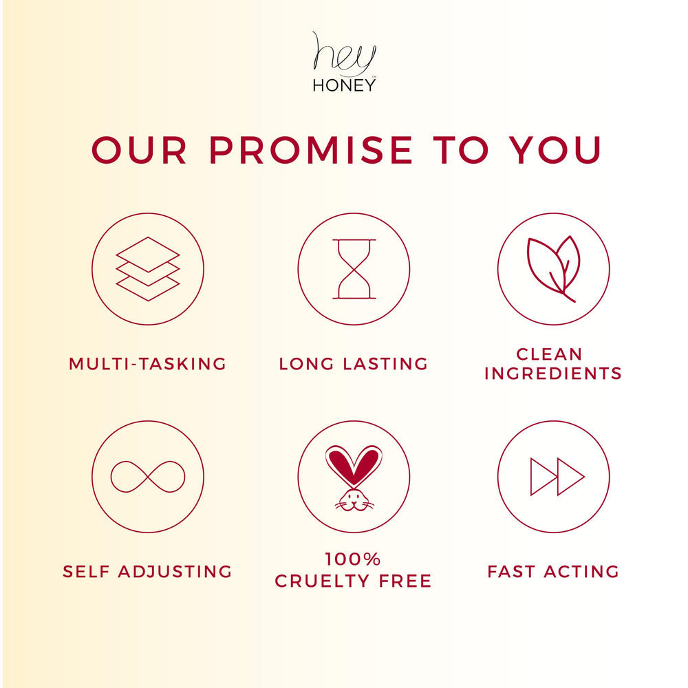 Hey Honey serum on skin during application demonstrates smoothing, glow-boosting routine