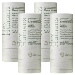 Hey Humans deodorant Apple Matcha packaging highlights sustainable paper packaging for eco-conscious care