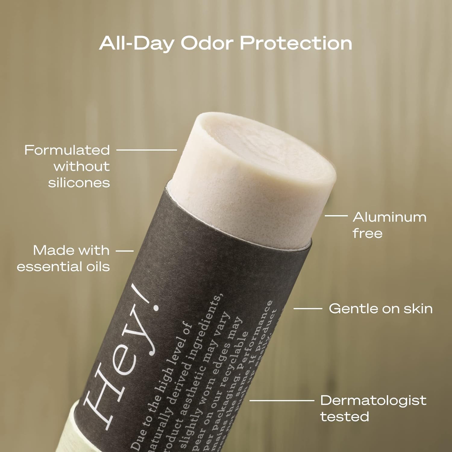 Hey Humans deodorant lavender-vanilla stick ready for quick, comfortable application and all-day freshness.