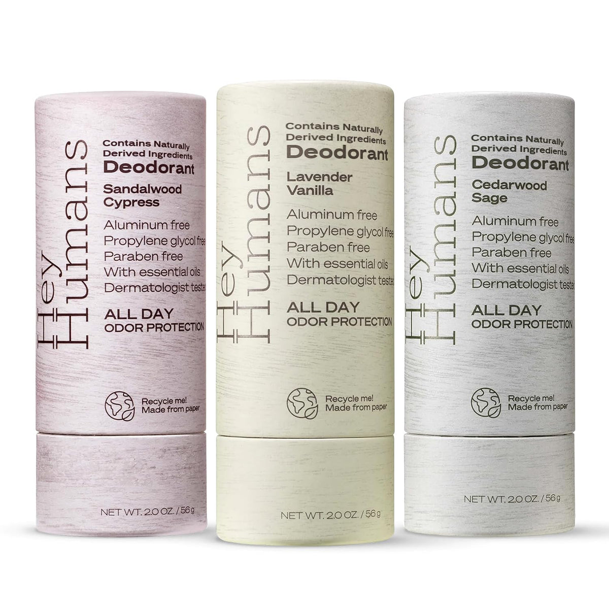 Hey Humans deodorant variety pack front view for all-day odor control options