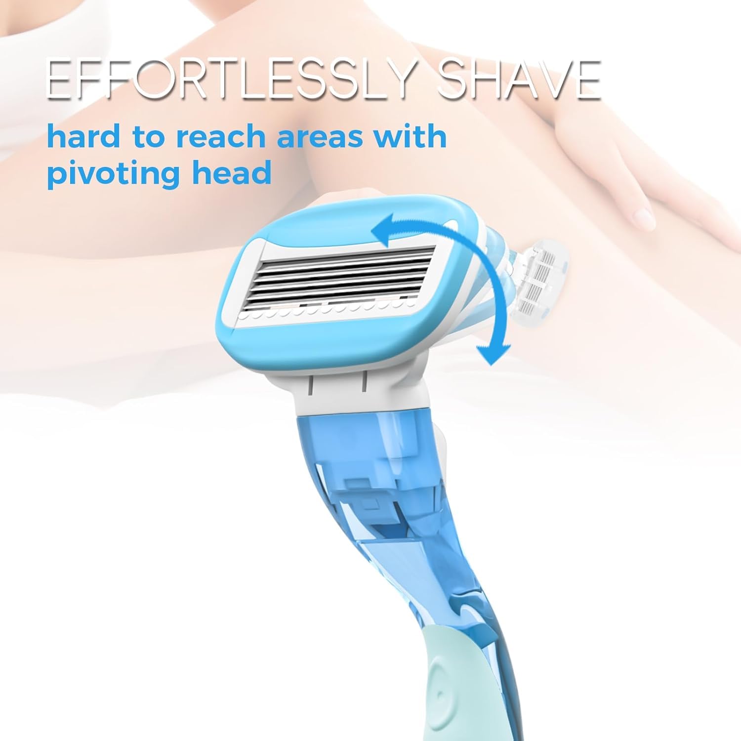 HEYAXA razor sky-blue cartridge with disassembly button enables easy replacements.