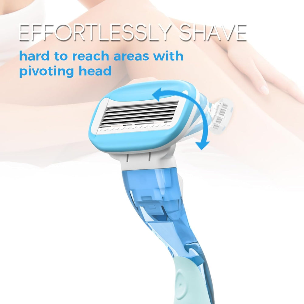 HEYAXA razor sky-blue cartridge with disassembly button enables easy replacements.
