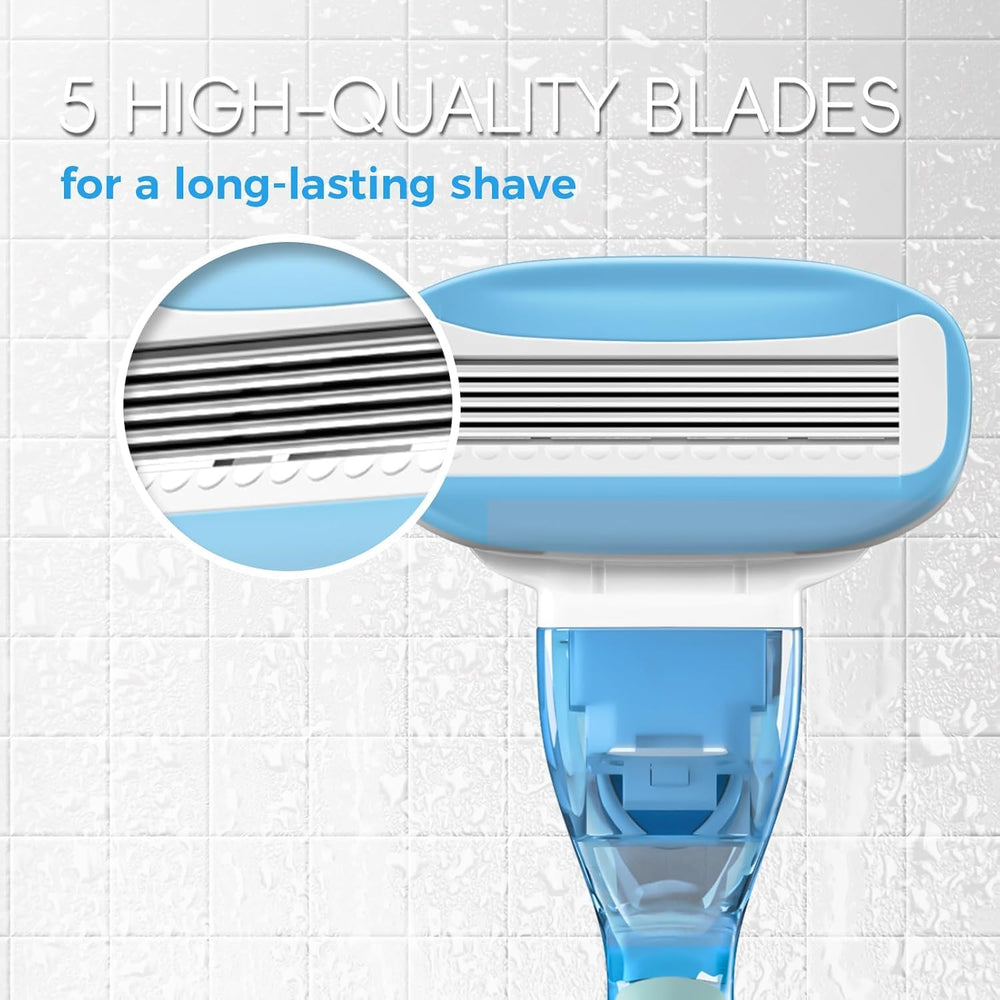 HEYAXA razor sky-blue four refills included for extended grooming sessions.