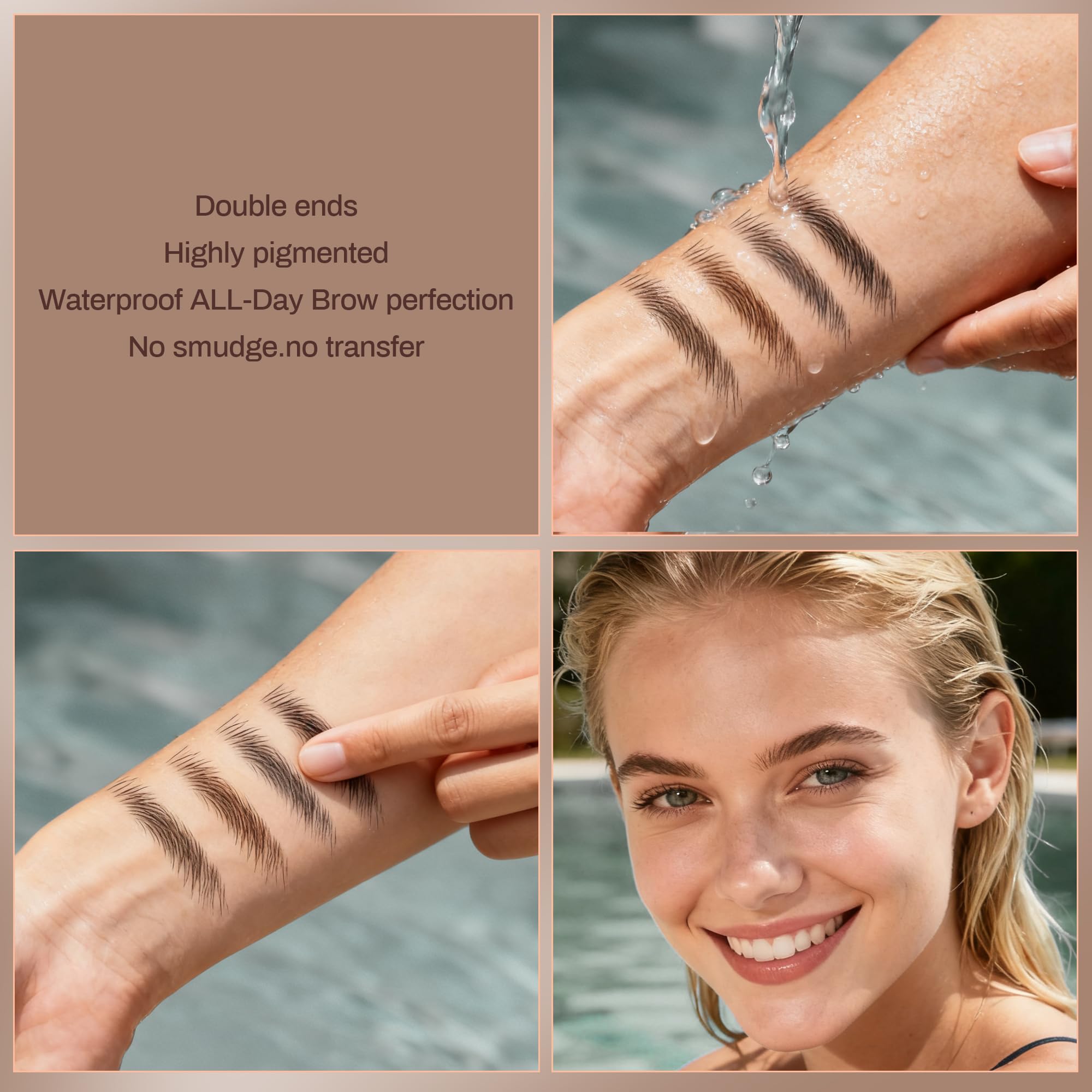 HeyBeauty waterproof formula resists sweat for all-day brows