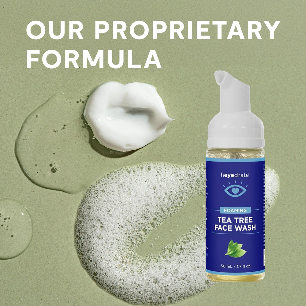 Heyedrate dual-cleanse concept image shows one product for face and eyelids.