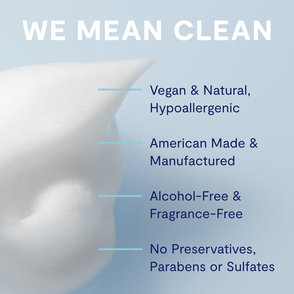 Heyedrate eyelid cleanser tea tree foam demonstrates dual-use for eyelids and face.