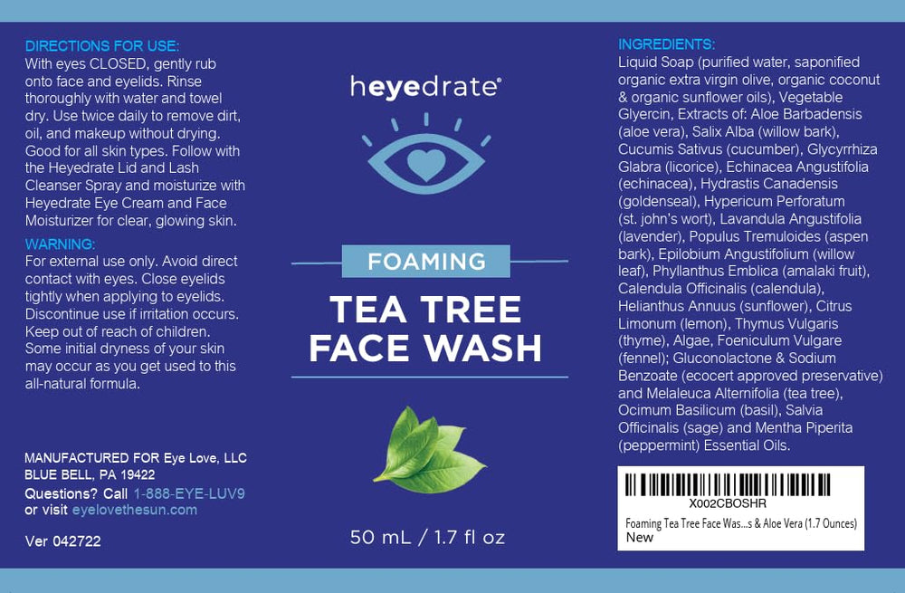 Heyedrate tea tree wash offers refreshing aroma for daily cleansing routine.
