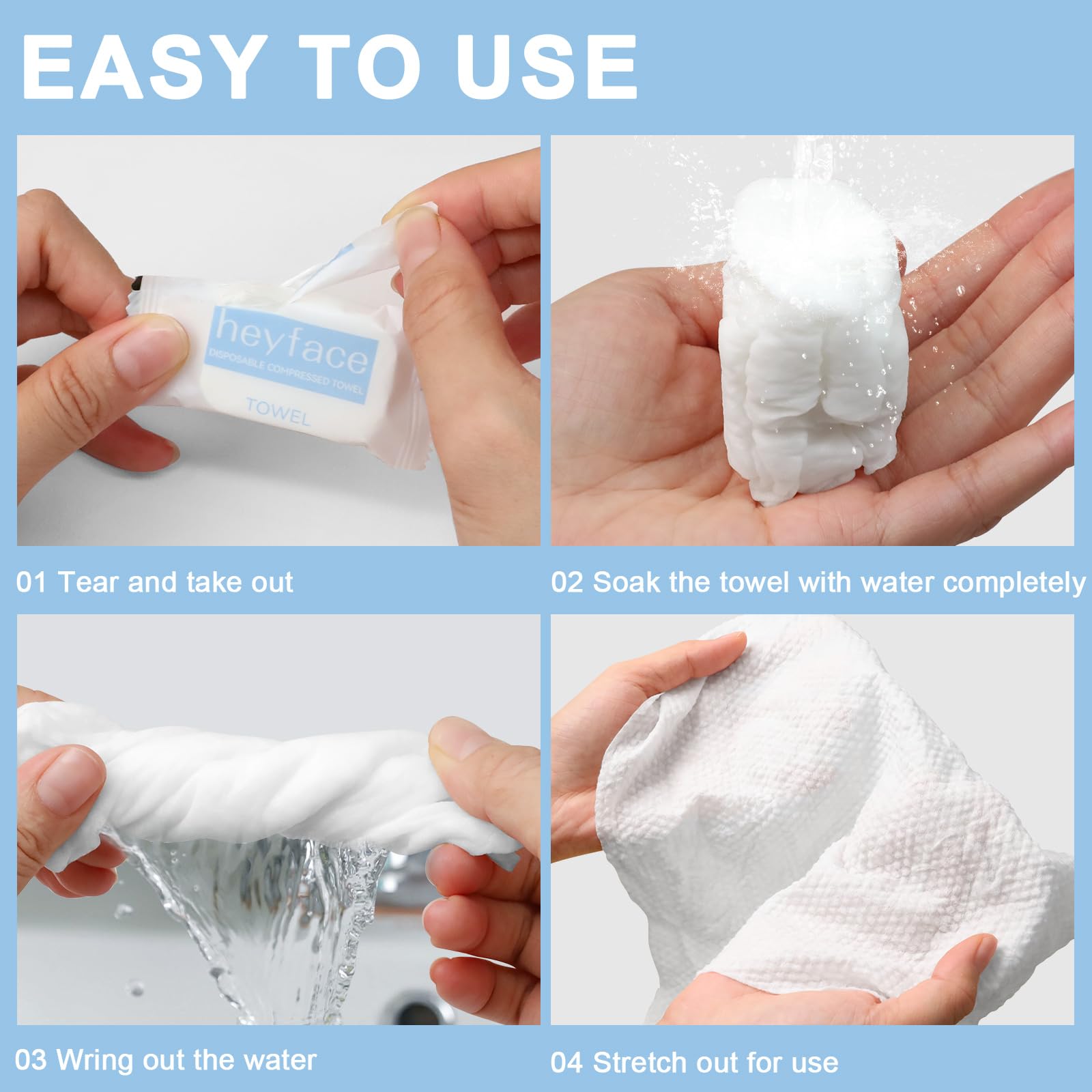 Heyface bulk-dispense shows easy access in a travel kit for quick cleanups.