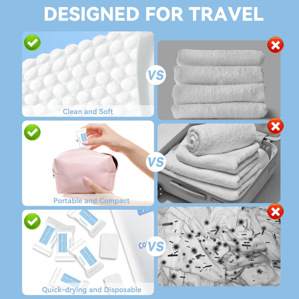 Heyface individually-wrapped towel tablet emphasizes hygienic single-use convenience.