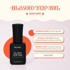 heyhae glazed top gel brush stroke shows smooth application for beginners.