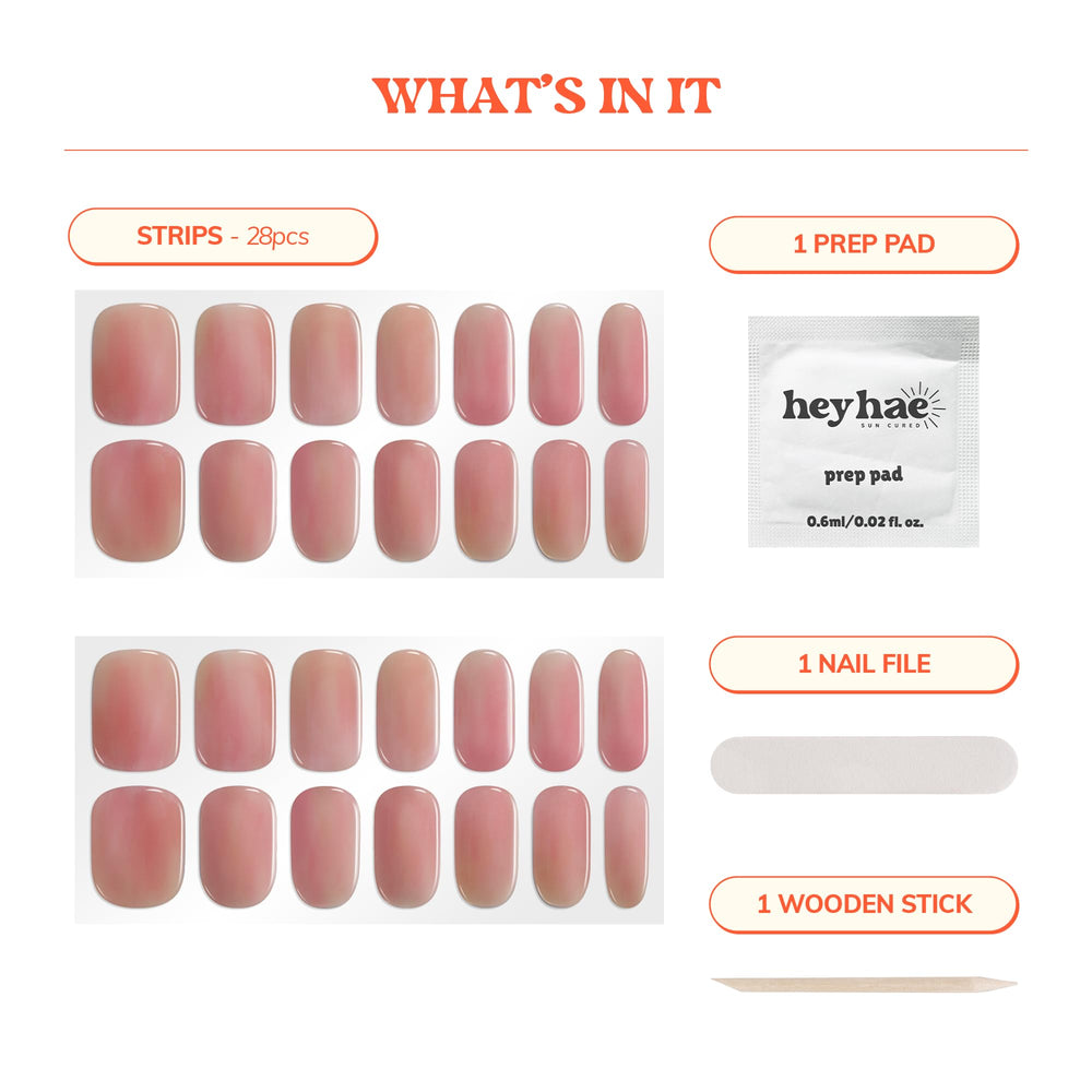 Heyhae nail strip warming for perfect fit on natural nails.