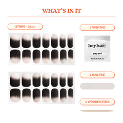Sunlight-curing with Heyhae strips for simple self-application and finish.