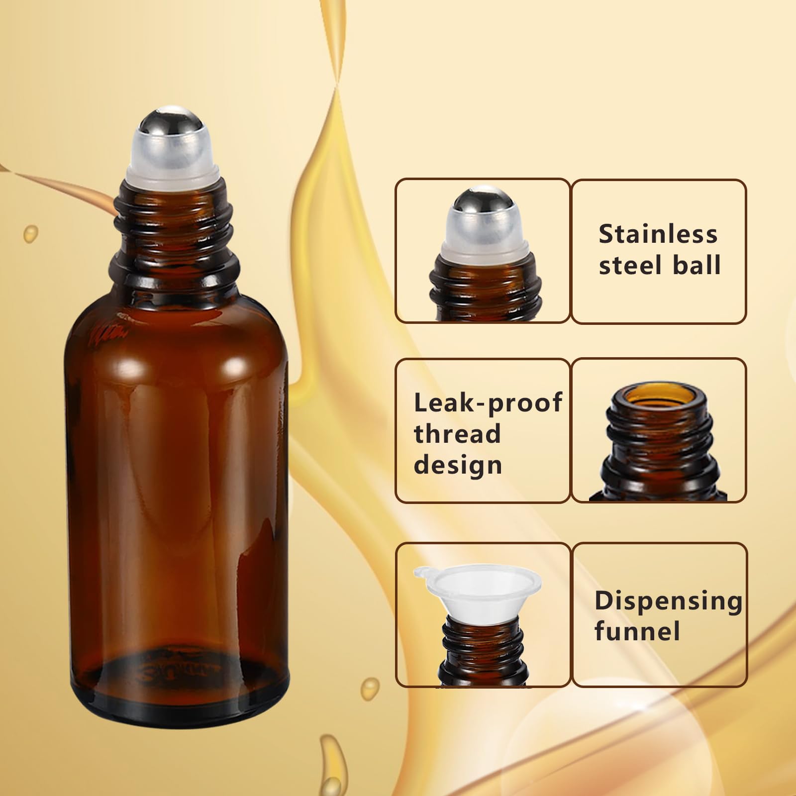 HEYLEAYAR roller bottles with funnel and opener for easy filling.