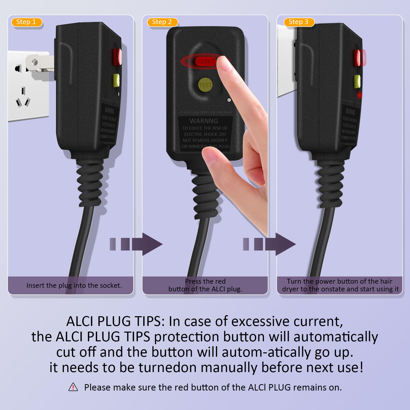 Heylike auto/cold/hot modes with temperature control for safe styling.