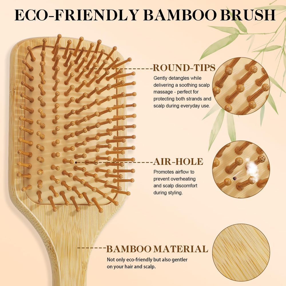 HEYMKGO mini travel bamboo paddle brush for quick on-the-go styling
