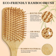 HEYMKGO mini travel bamboo paddle brush for quick on-the-go styling