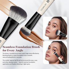 HEYMKGO powder-blush-contour brush blends textures for seamless finishing and sculpted color