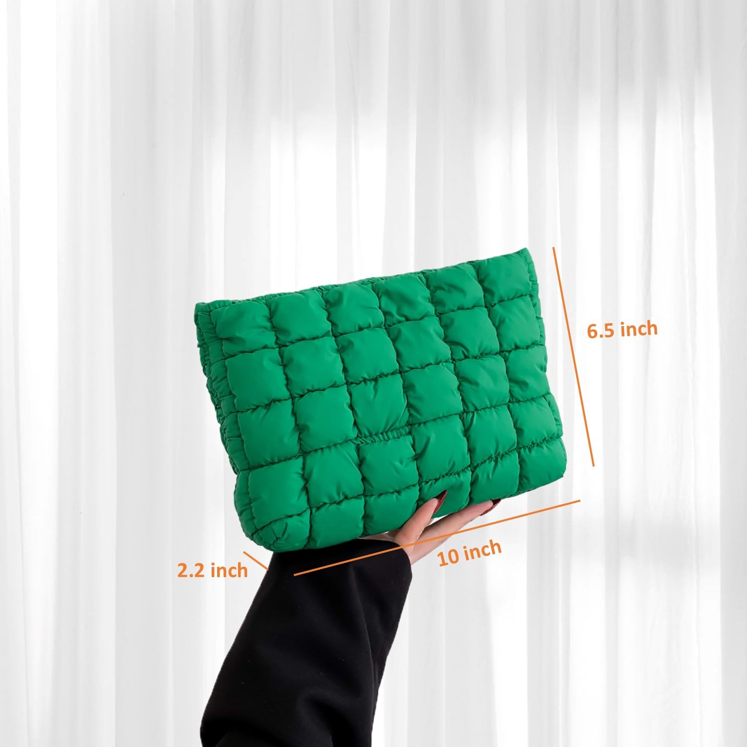 HFLZBRO Puffy makeup bag green travel-ready clutch for occasions.
