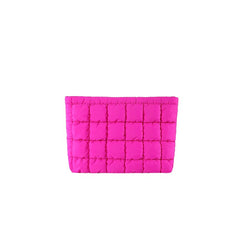 HFLZBRO Puffy quilted makeup bag rose, open main compartment for cosmetics on the go