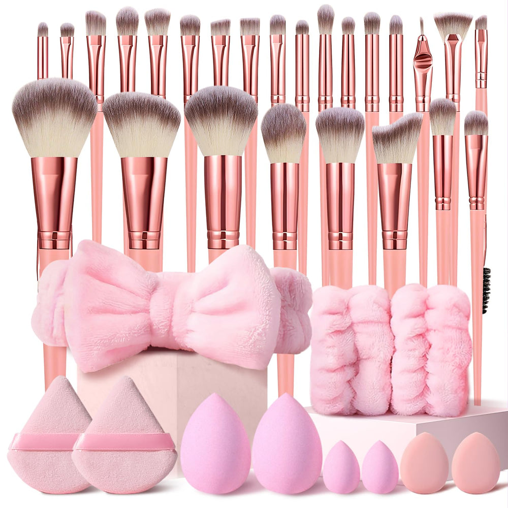 HGHDBT 36Pcs Pink Makeup Brush Set for flawless base makeup