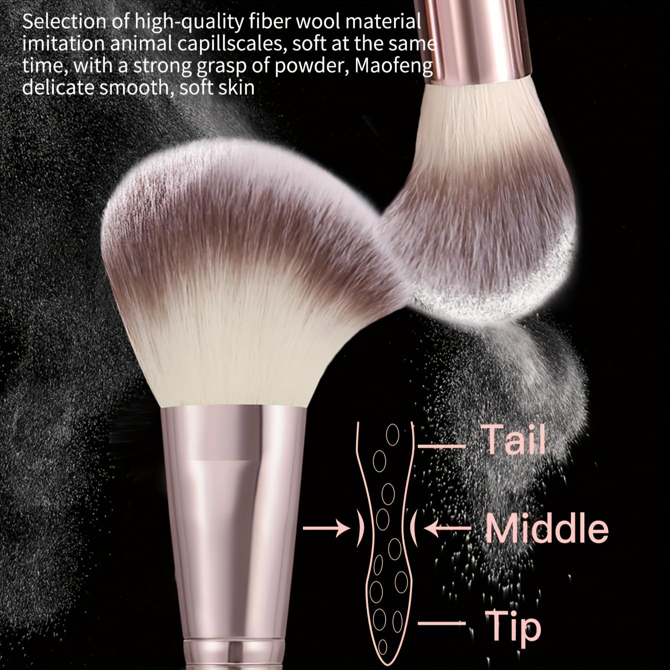 HGHDBT brown makeup brush with soft bristles for gentle foundation application.