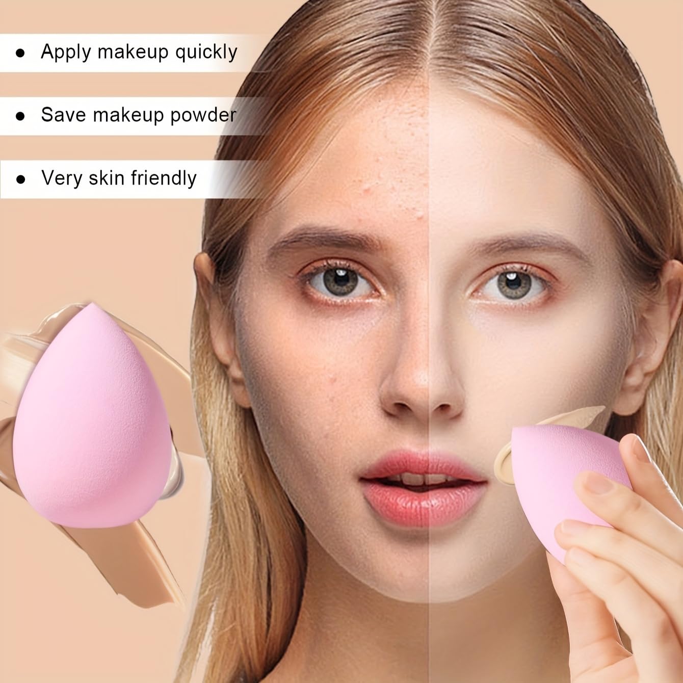 HGHDBT pink ergonomic handle brush during makeup session