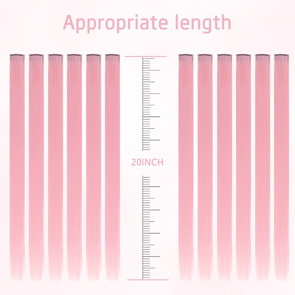 HH FASHION light pink clip-in extension worn for a playful everyday look.
