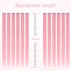 HH FASHION light pink clip-in extension worn for a playful everyday look.