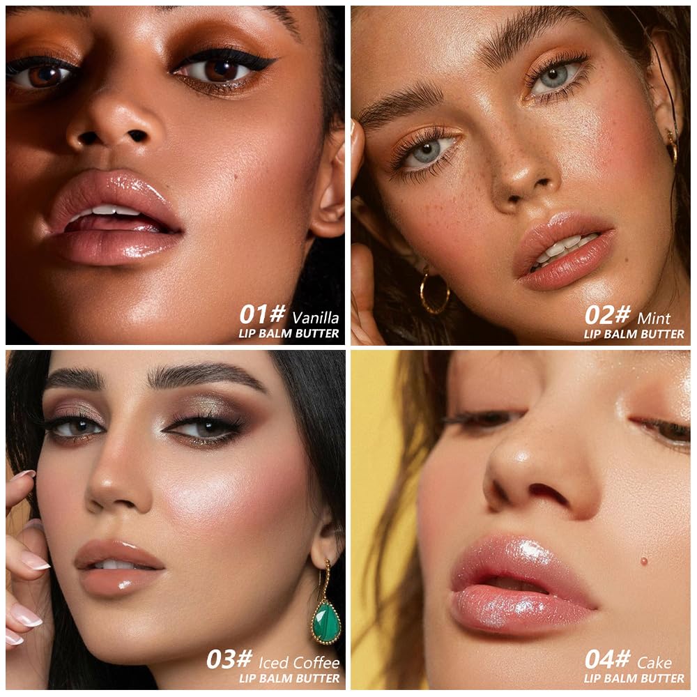 HHLTOH butter lip balm tube swatch shows natural tint and gentle gloss for casual lips.