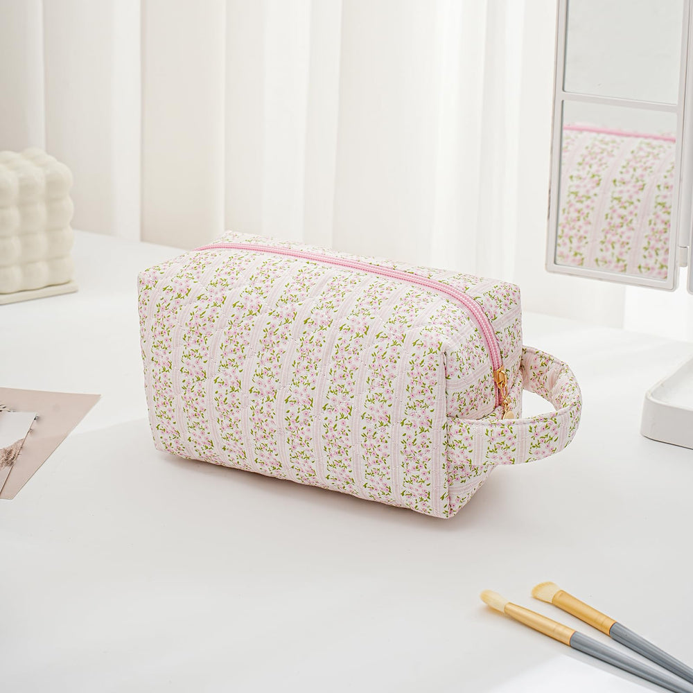 HHQQWZ makeup bag side view highlights compact size ideal for daily carry.