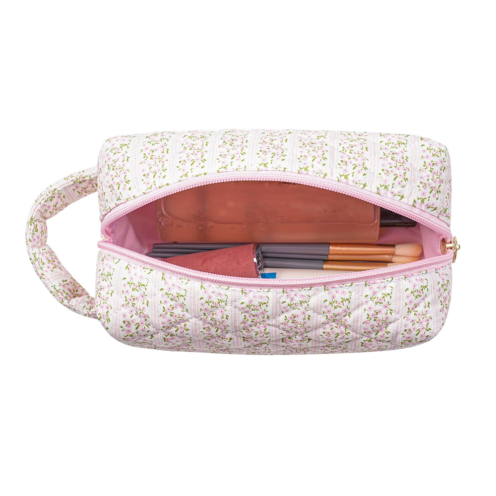 HHQQWZ makeup bag inside compartments keeps brushes and cosmetics neatly separated.