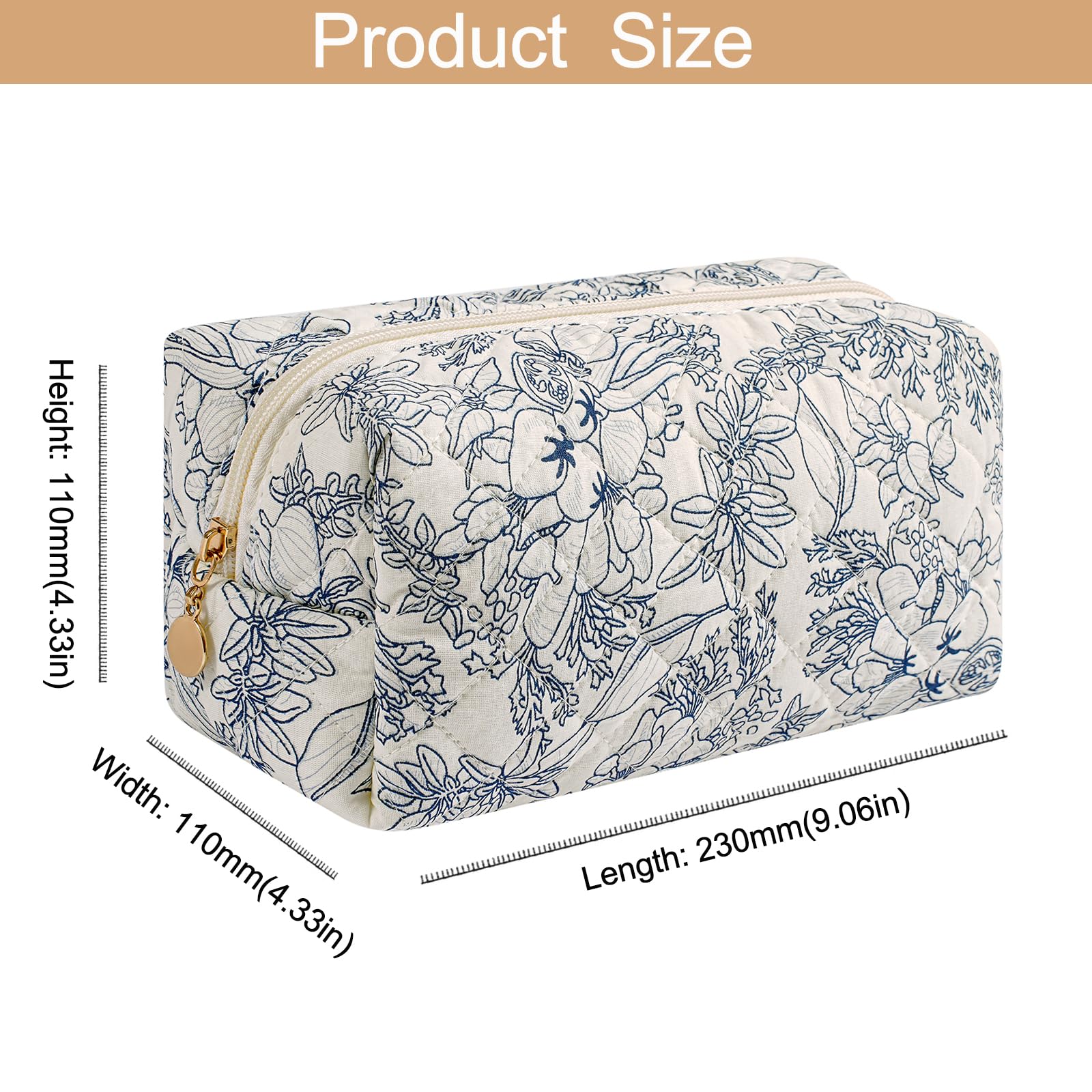 HHQQWZ makeup bag rustproof zipper closeup for secure closures.
