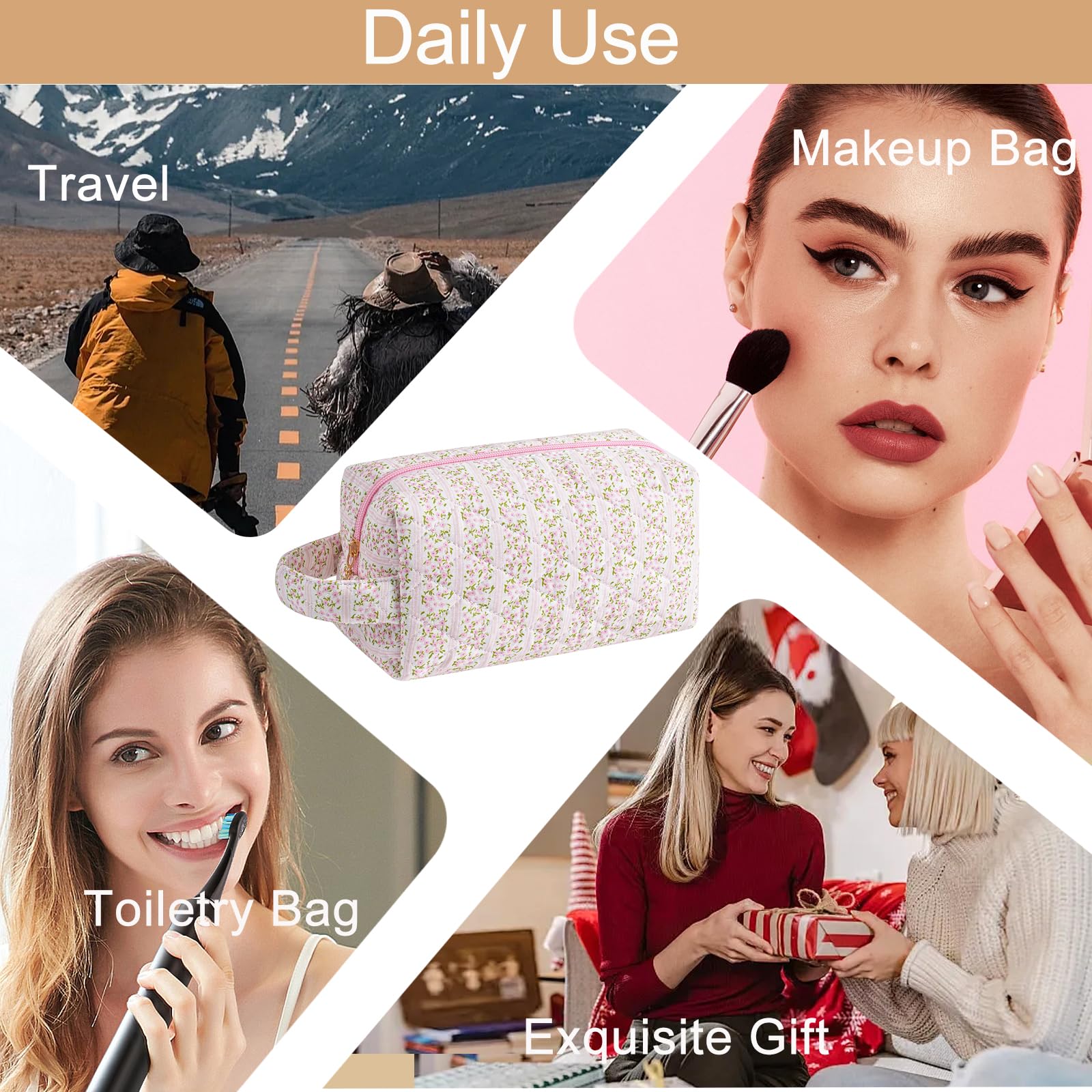 HHQQWZ makeup bag packable design fits in luggage and purses.