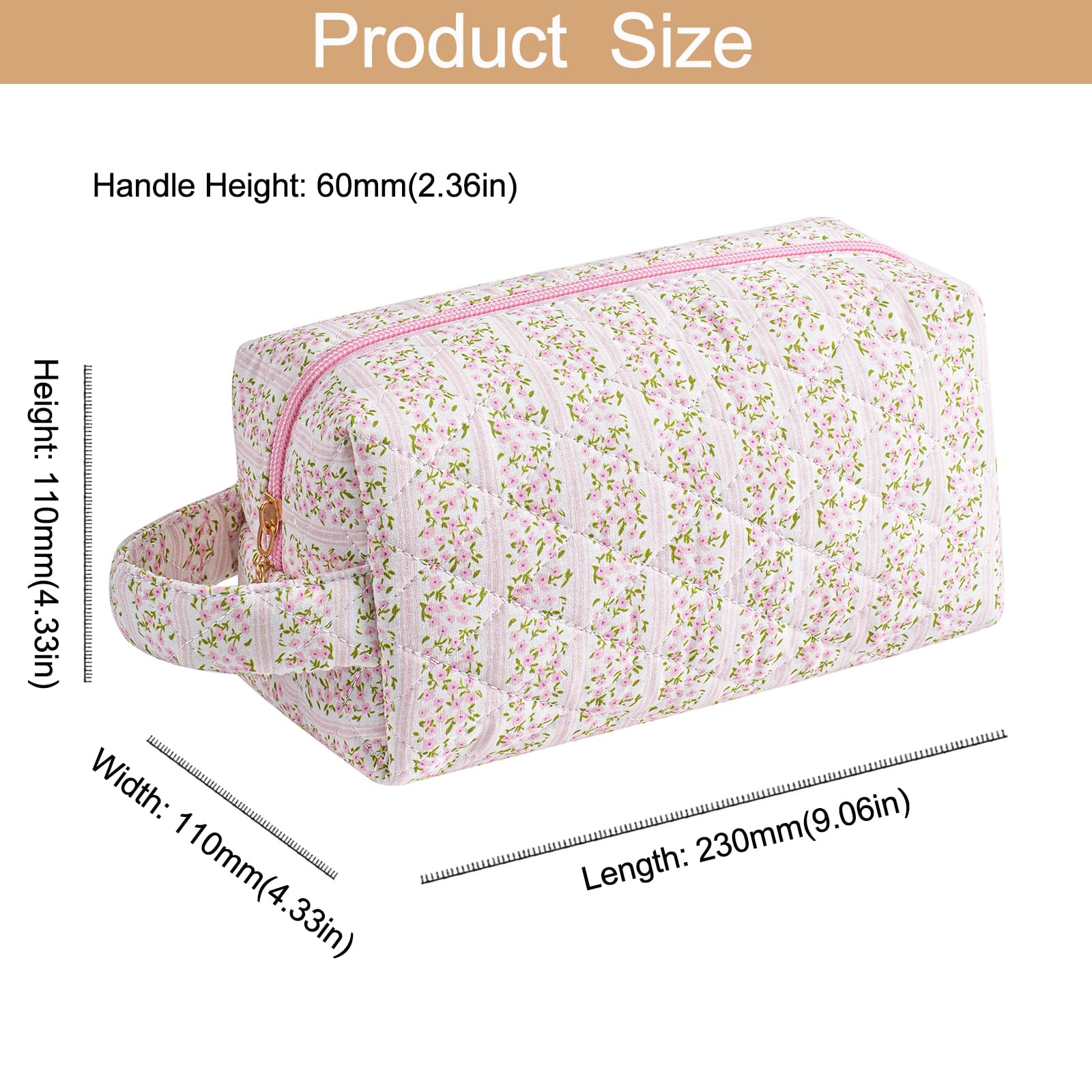 HHQQWZ makeup bag zipper detail emphasizes smooth rustproof hardware for reliable closure.