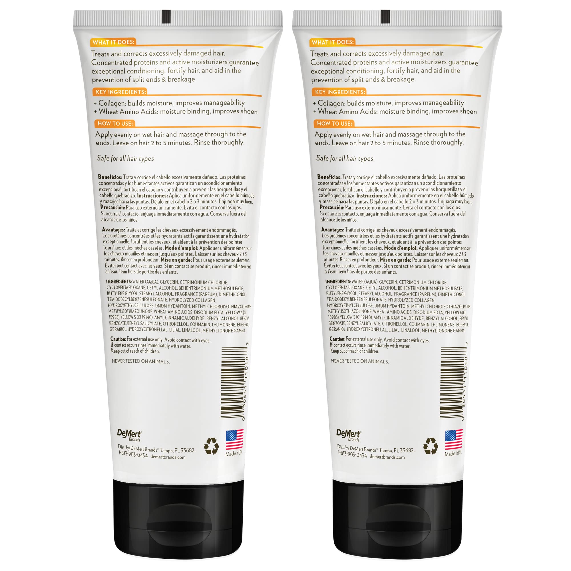 Hi-Pro-Pac Hair Mask 2-pack label close-up, highlighting deep conditioning and repair.