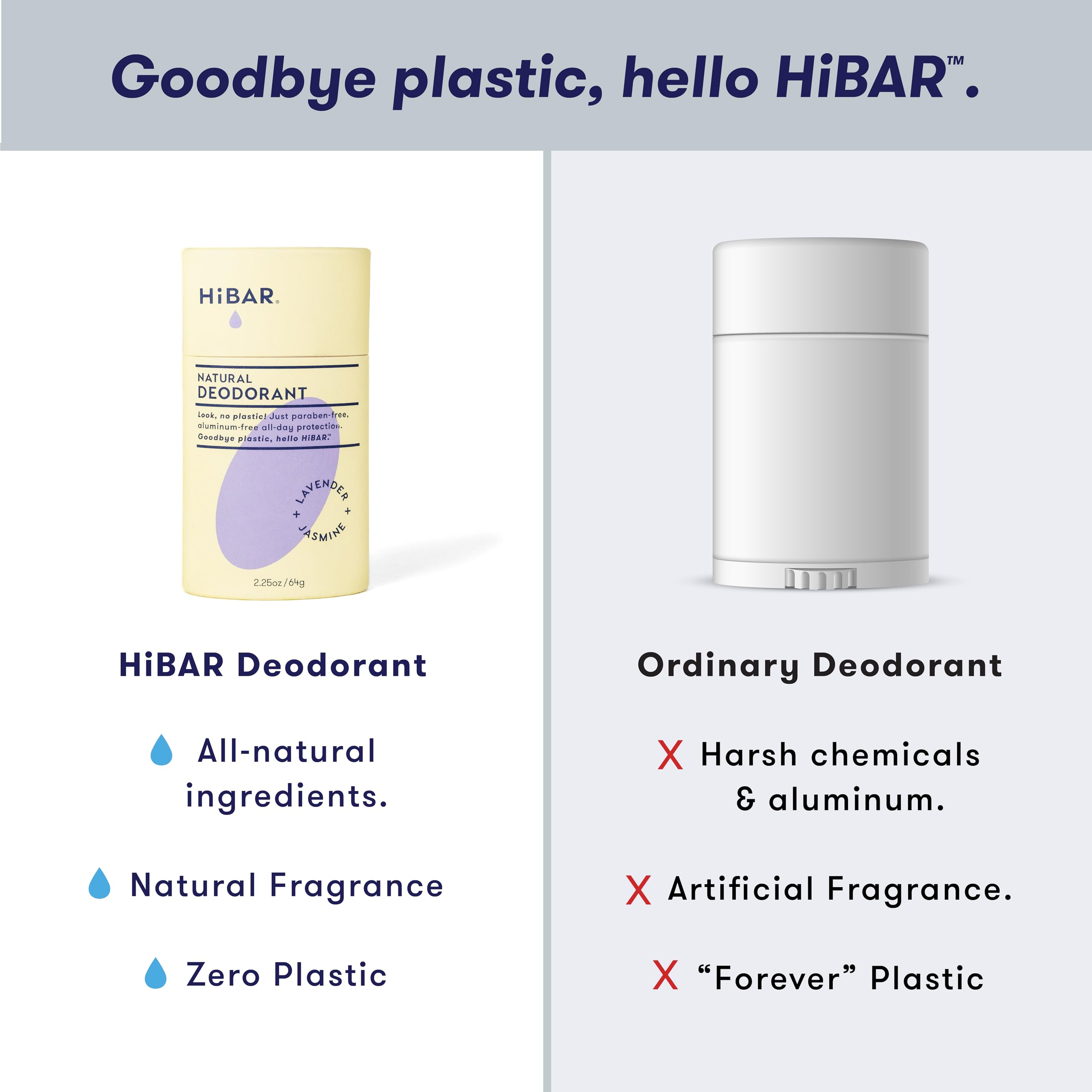 HIBAR Lavender & Jasmine 3-pack packaging reduces plastic waste