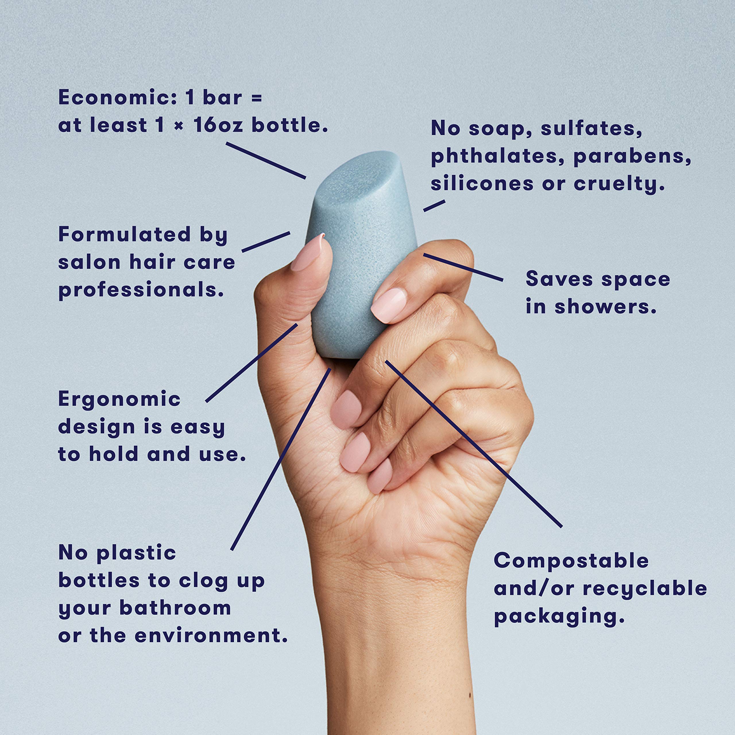 HIBAR Moisturize conditioner bar close-up shows vitamin B5 and rice protein for dry or thicker hair hydration.
