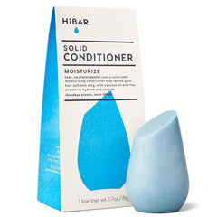 HIBAR Moisturize Conditioner Bar setup shows plastic-free packaging for deep hydration on dry hair.