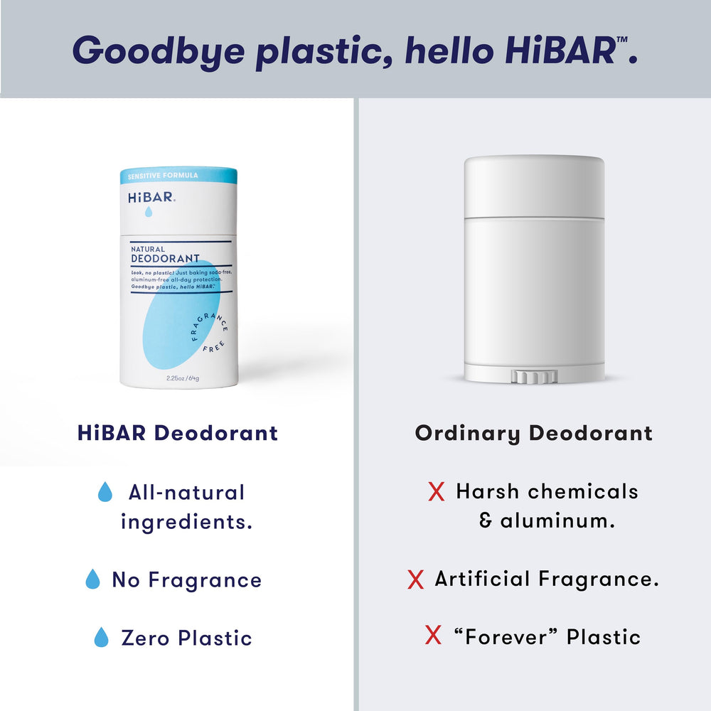 HIBAR Sensitive Deodorant cruelty-free packaging emphasizes ethical sourcing.