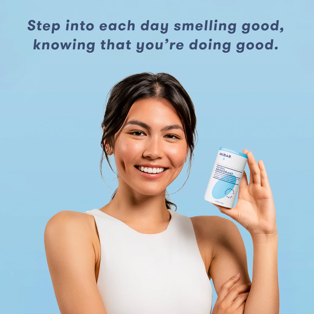 HIBAR Sensitive Deodorant easy-push-up applicator demonstrates mess-free daily use.