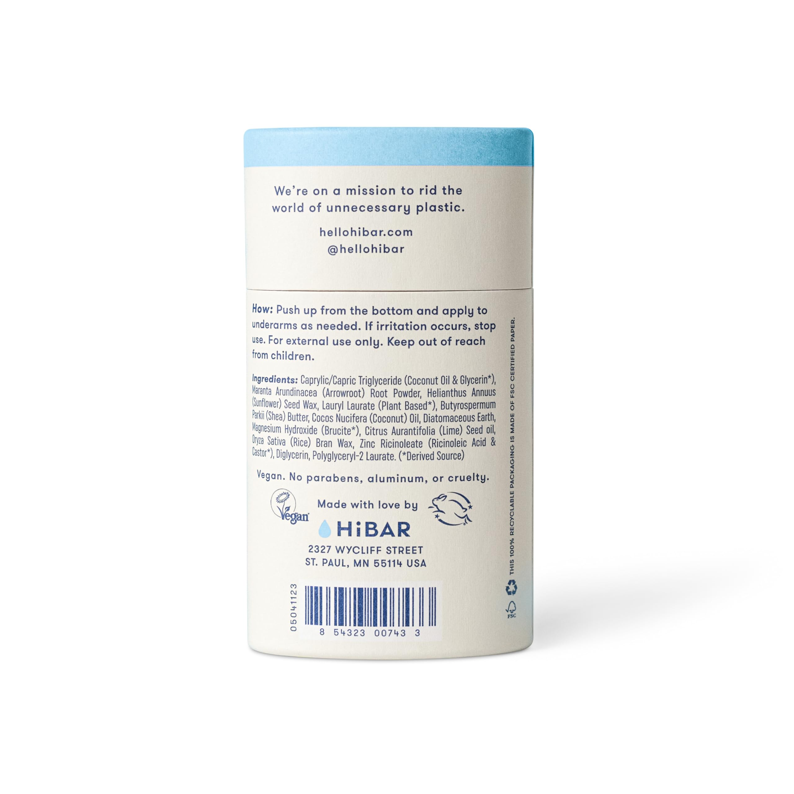 HIBAR Sensitive Deodorant recyclable and compostable packaging supports eco-friendly routines.