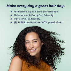 HiBAR solid shampoo bar on shelf suggests plastic-free routine