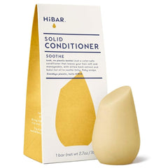 HIBAR Soothe Conditioner Bar packaging highlights plastic-free design for sustainable personal care.
