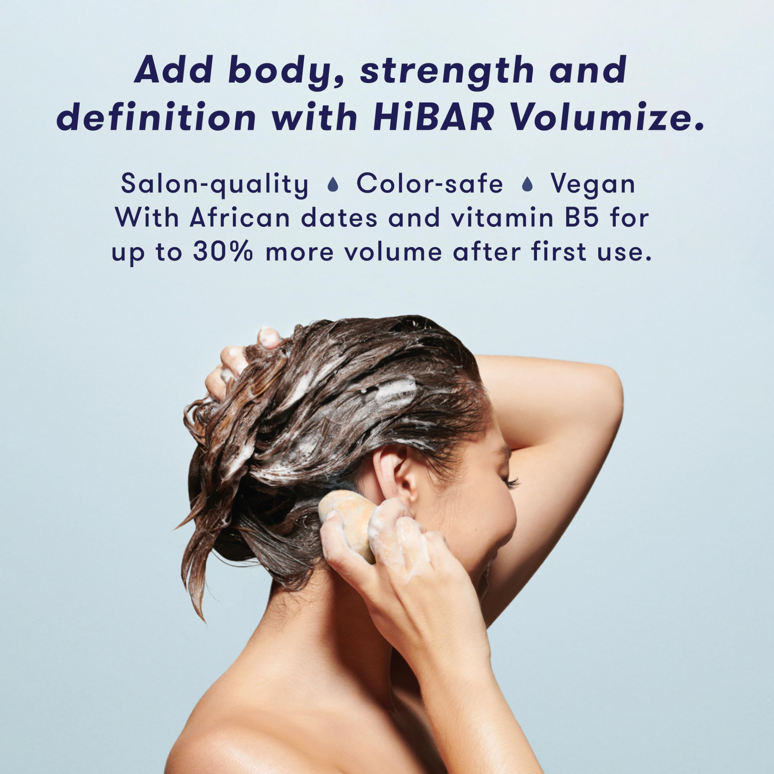 HIBAR Volumize conditioner bar close-up highlighting smooth conditioning