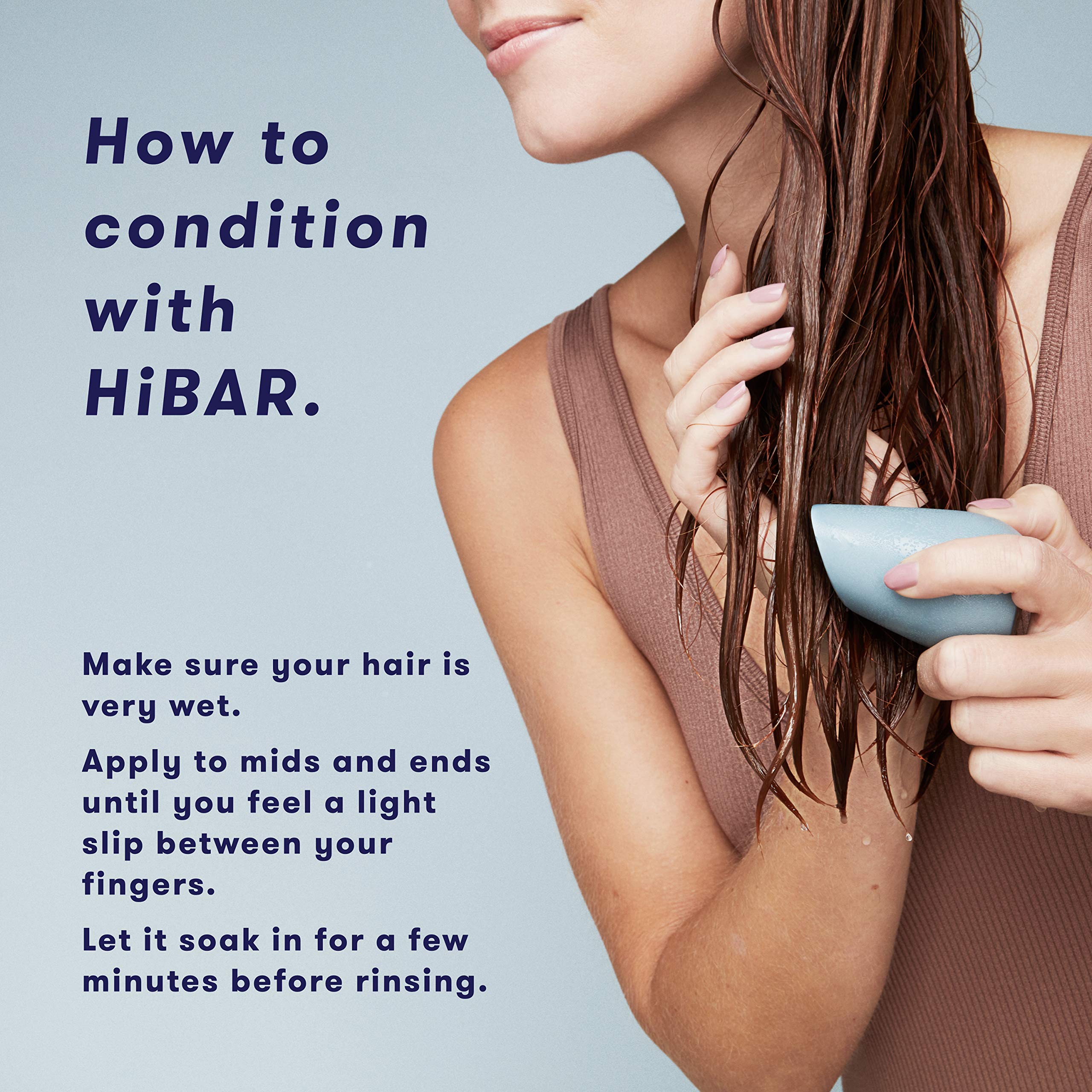 HIBAR Volumize shampoo bar close-up highlights fermented date fruit extract for added body and bounce.