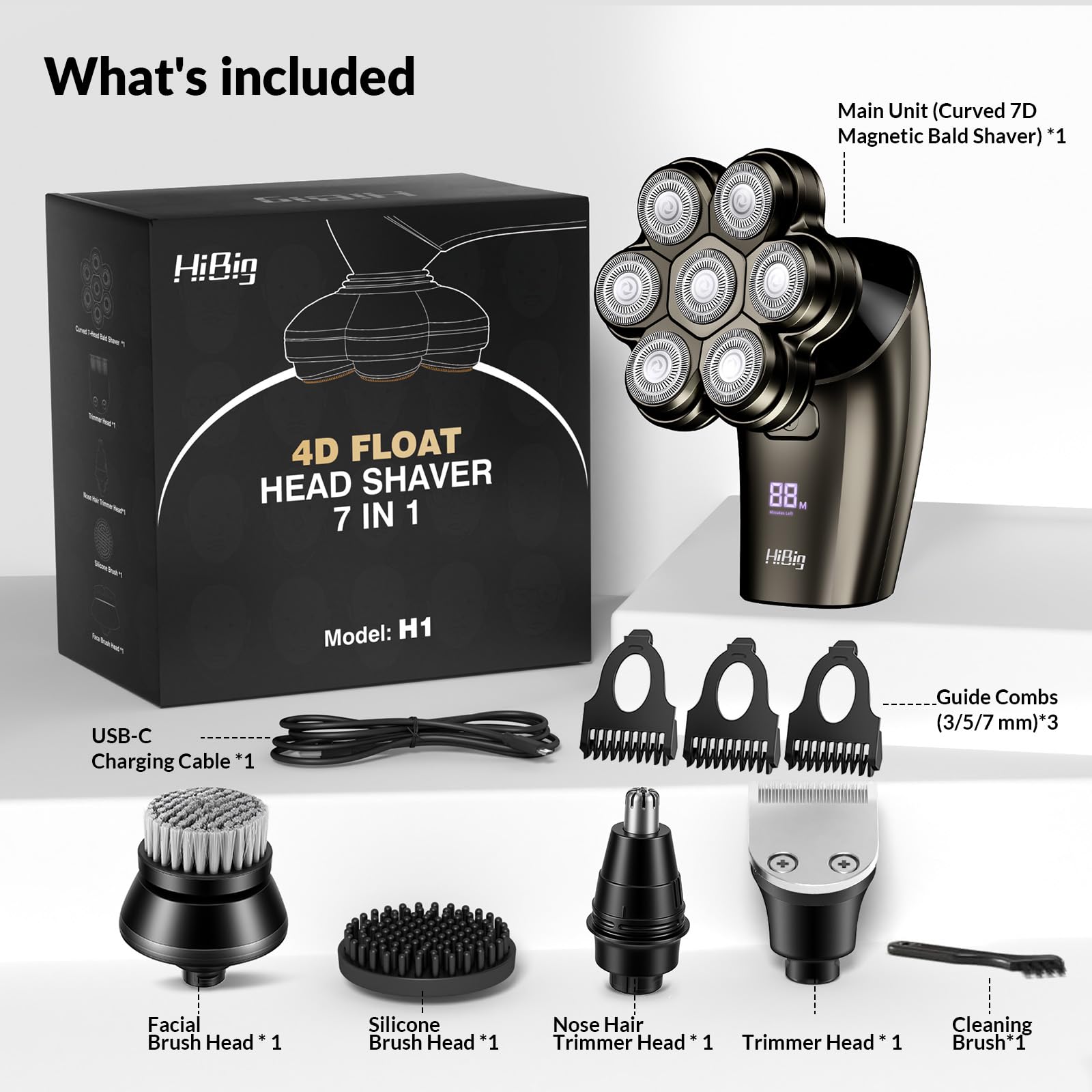 HiBig 5-in-1 grooming kit main unit with attachments